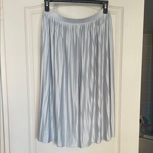 Topshop Shimmering Silver Pleated Midi Skirt sz 8